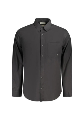 Calvin Klein logo-embroidered cotton shirt - Black