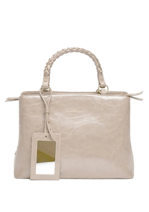 John Richmond braided-handle leather tote bag - Neutrals