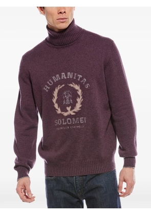 Brunello Cucinelli emblem-detail roll-neck sweater - Brown