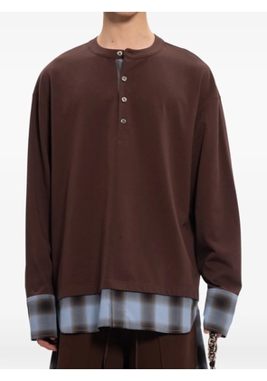 Feng Chen Wang layered-effect henley T-shirt - Brown
