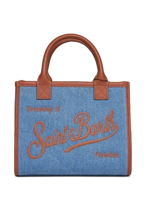 MC2 Saint Barth midi Vanity logo-embroidered denim tote bag - Blue