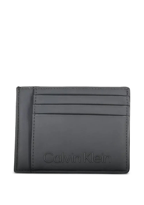 Calvin Klein logo-embossed leather card holder - Grey