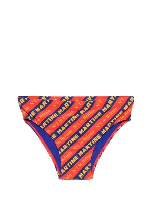 Martine Rose logo-print striped swim trunks - Red