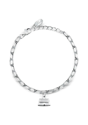 Karl Lagerfeld logo-pendant cable-link bracelet - Silver