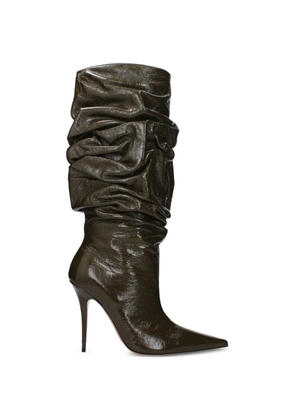 Amina Muaddi ruched patent-leather boots - Green