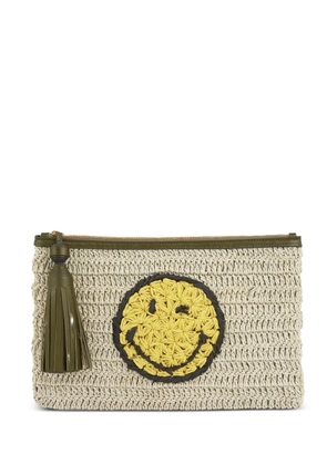 Anya Hindmarch Wink raffia clutch bag - Neutrals