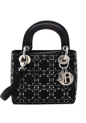 Christian Dior Pre-Owned Lady Dior Bag Crystal Embellished Cannage Quilt Satin Mini satchel - Black