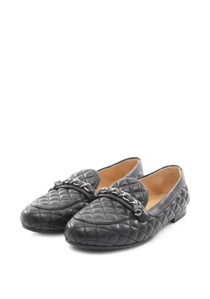 CHANEL Pre-Owned 1986-1988 matelassé chain-link loafers - Black