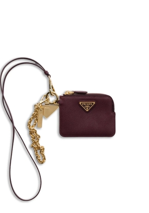 Prada Saffiano leather card holder with shoulder strap - Purple