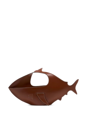 STAUD Shark leather tote bag - Brown