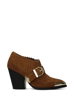 Versace Jeans Couture buckle-strap suede ankle boots - Brown