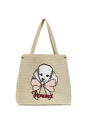 Fiorucci Poodle raffia tote bag - Neutrals