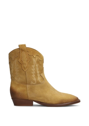 Gisel Moire Malawi embroidered-details suede boots - Brown