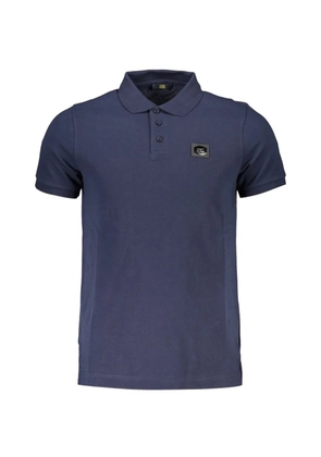 Cavalli Class logo-patch cotton polo shirt - Blue