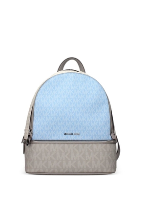 Michael Kors monogram-pattern panelled backpack - Blue