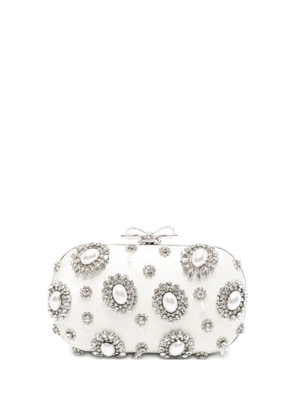 Self-Portrait crystal-embellished clutch bag - White