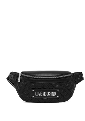 Love Moschino quilted logo-plaque belt bag - Black