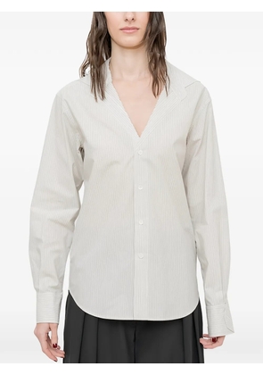 MM6 Maison Margiela pinstripe v-neck shirt - Blue