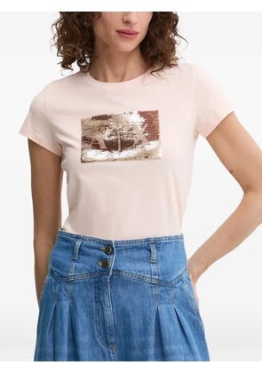 Armani Exchange sequin-logo T-shirt - Pink