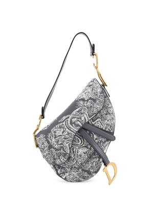 Christian Dior Pre-Owned Toile De Jouy Saddle Bag Embroidered Canvas Medium shoulder bag - Grey