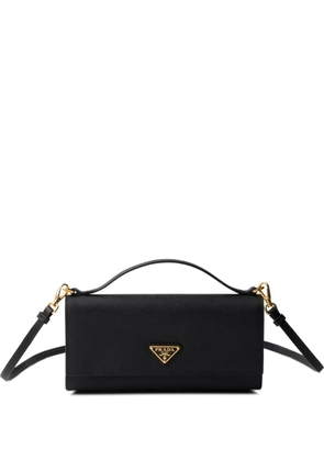 Prada Saffiano-leather wallet with shoulder strap - Black