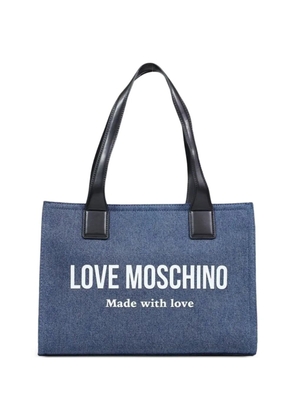 Love Moschino logo-print denim tote bag - Blue