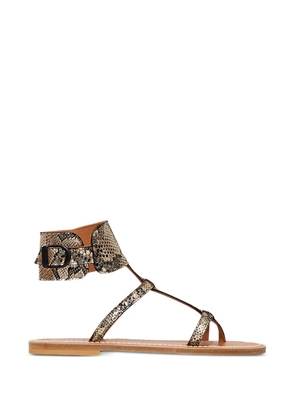 K. Jacques Caravelle snakeskin-effect leather flat sandals - Gold