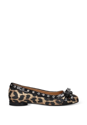 GANNI leopard-print ballet flats - Neutrals