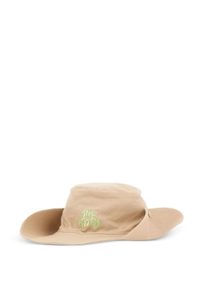 The Attico logo-embroidered wide-brim hat - Neutrals