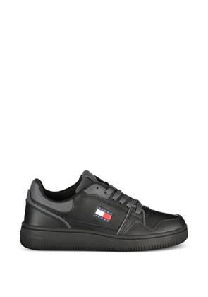 Tommy Jeans Heritage logo-badge leather sneakers - Black