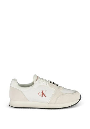 Calvin Klein suede-panelled logo-print sneakers - White