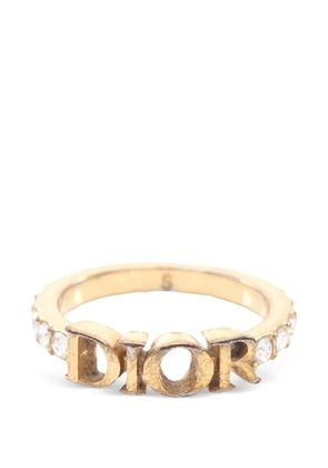 Christian Dior Pre-Owned 2000s logo rhinestone ring - Gold