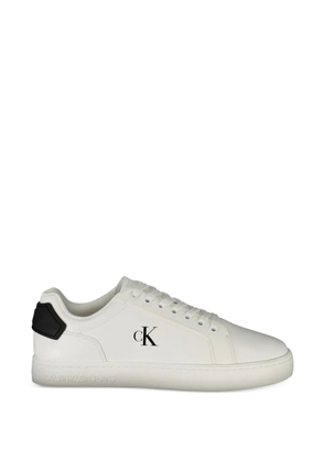 Calvin Klein logo-print leather sneakers - White