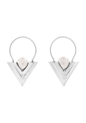 V For Vuitton Pearl And Metal Earrings