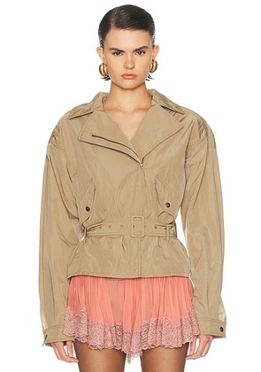 Saint Laurent Cropped Trench Coat in Marron Glace - Beige. Size 40 (also in ).