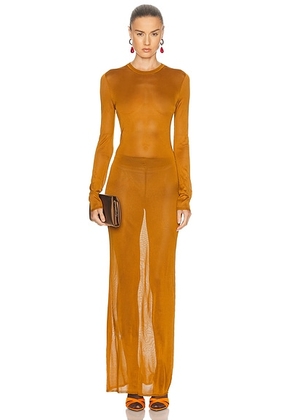 Saint Laurent Maxi Dress in Curcuma - Cognac. Size XS (also in S, M).