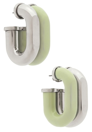 RABANNE Hoop Earrings in Green & Silver - Green,Metallic Silver. Size all.