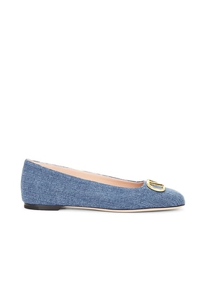 Valentino Garavani V Logo Signature Ballet Flat in Denim - Blue. Size 36 (also in 36.5, 37).