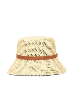 Valentino Garavani VLogo Signature Crochet Bucket Hat in Naturale  Selleria  Marrone  & Oro - Brown. Size 55 (also in 57, 58).