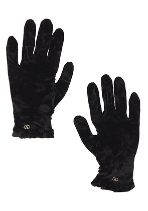 Valentino Garavani VLogo Signature Gloves in Nero & Oro - Black. Size 7 (also in ).