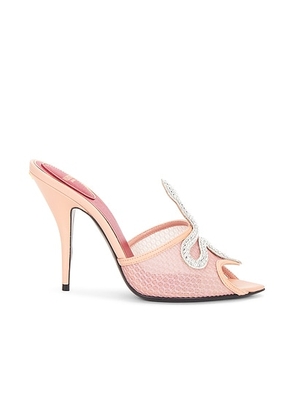 Valentino Garavani VG Coeur Vipere 105 Mule in Light Phard  Light Phard  & Crystal - Pink. Size 36 (also in 36.5, 37, 37.5, 38, 39, 41).