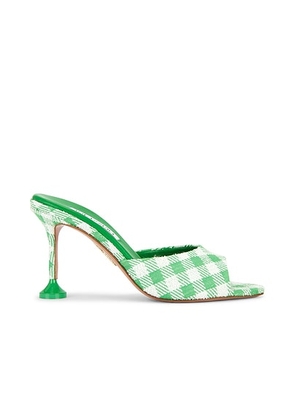 Aquazzura Bisous 85 Mule Sandal in Palm Green - Green. Size 36 (also in 36.5, 37, 37.5, 38, 38.5, 39, 39.5, 41).