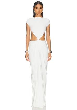 Grace Ling Relic Charms Belt Cinched Maxi Dress in White - White. Size S (also in XS, M, L).