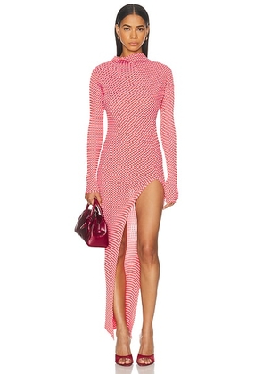 Jean Paul Gaultier Long Sleeve Asymmetrical Dress in White & Red - Red. Size S (also in L, M).