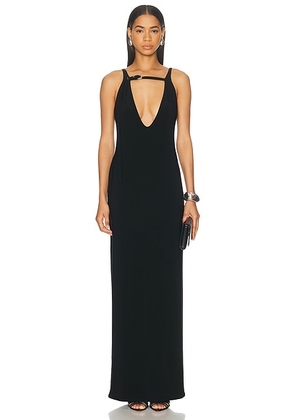 Grace Ling Belted Maxi Pillar Dress in Black - Black. Size XS (also in S, M, L).