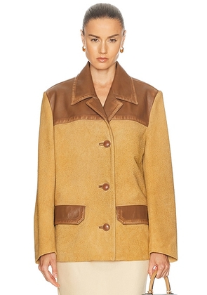 Miu Miu Scamosciato Jacket in Cuoio - Mustard,Brown. Size 36 (also in 38).
