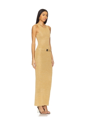ASTA RESORT Natalia Belted Dress in Metallic Gold, yellow. Size XS. Also in S.
