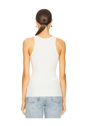 Eterne High Neck Fitted Tank Top in Cream. Size M. Also in S, L, XS.