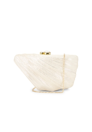 Emm Kuo Saline Fan Shaped Evening Clutch in Cream.
