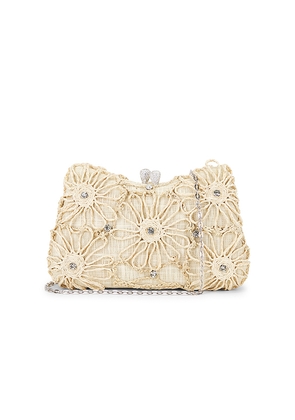 Emm Kuo Gustavia Raffia Flower Clutch in Nude.